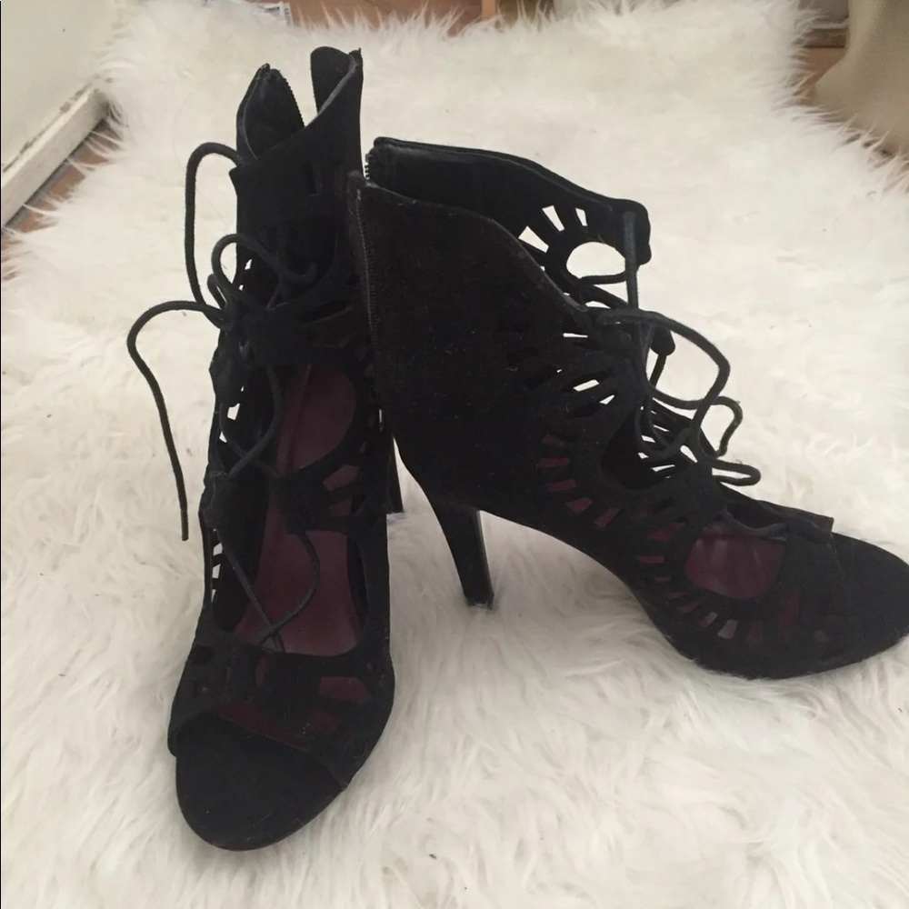 Black lace heels